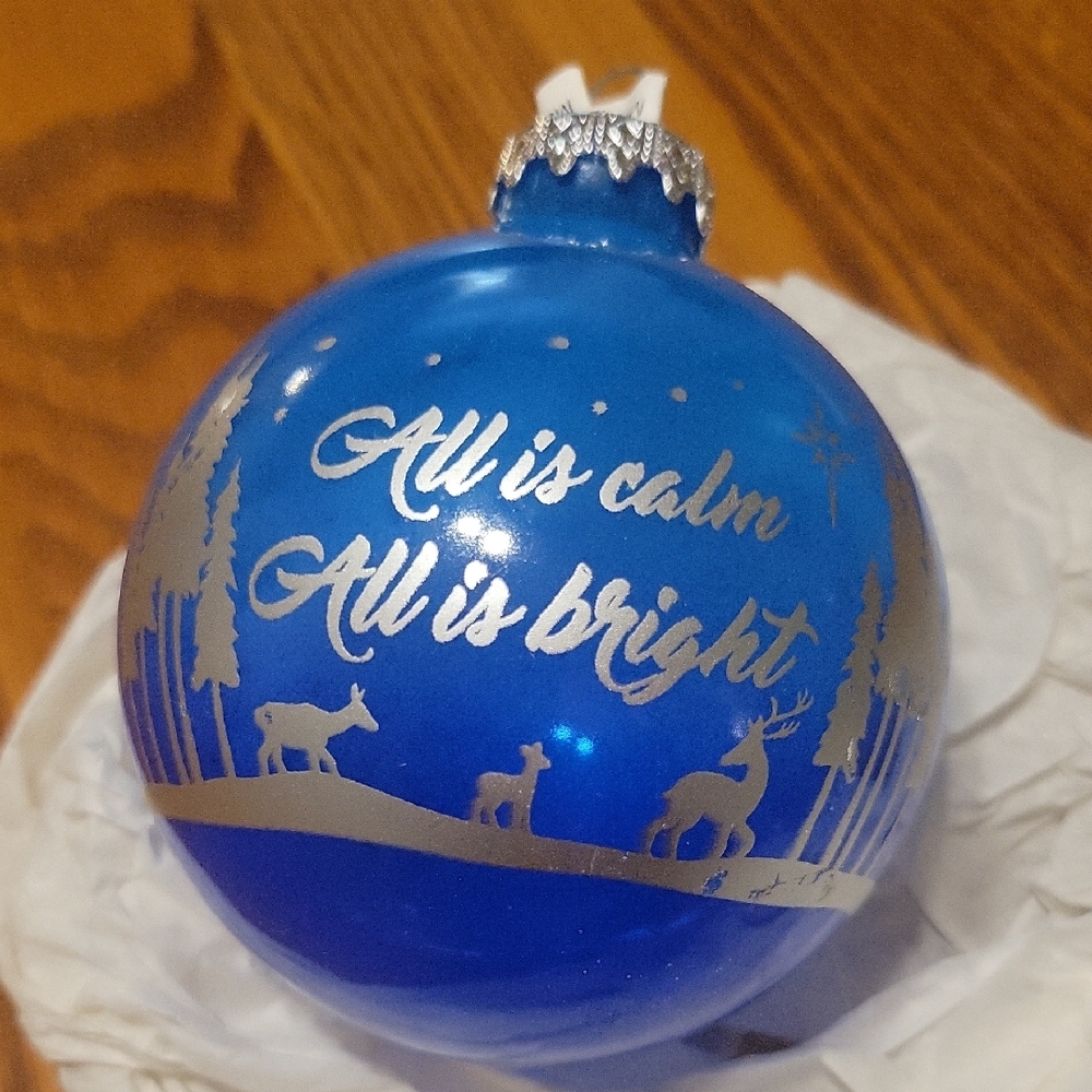 Blue Holiday Ornament with Silver Design-Bronner's Christmas Ornament